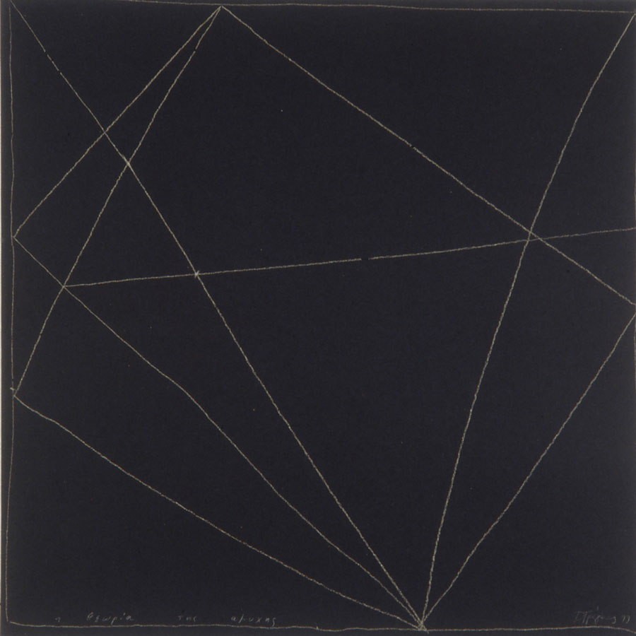 theory of the scratch,1999, pencil on tarpaper, 100x100cm