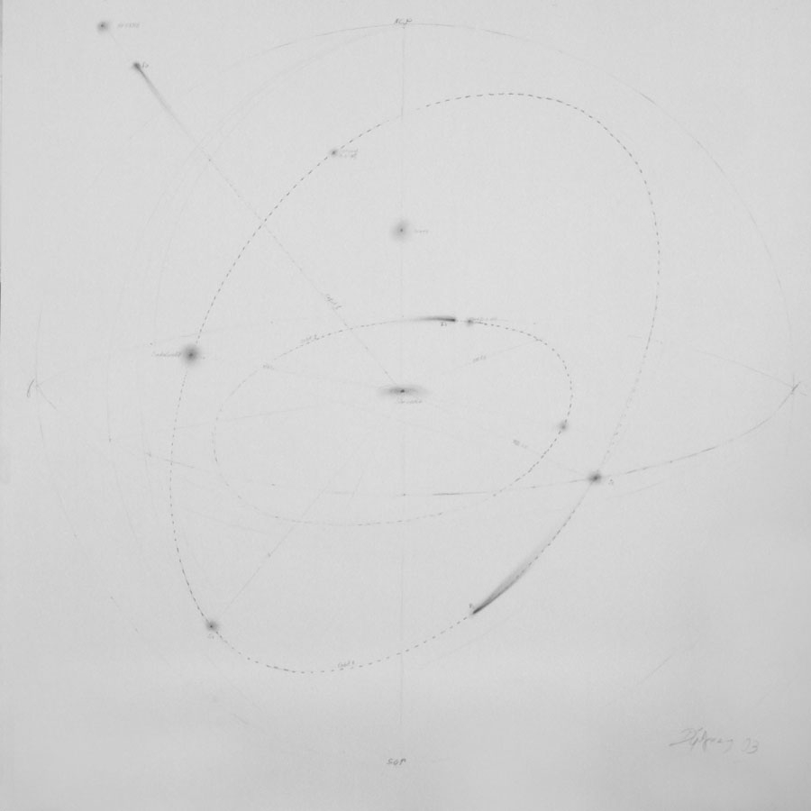 Orbits, 2003, graphite on paper, 150x150cm